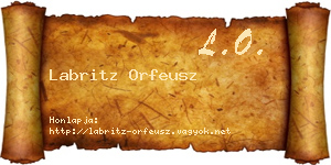 Labritz Orfeusz névjegykártya